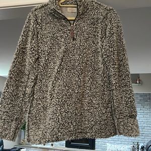 Faux fur quarter zip pullover, worn once. Great condition.